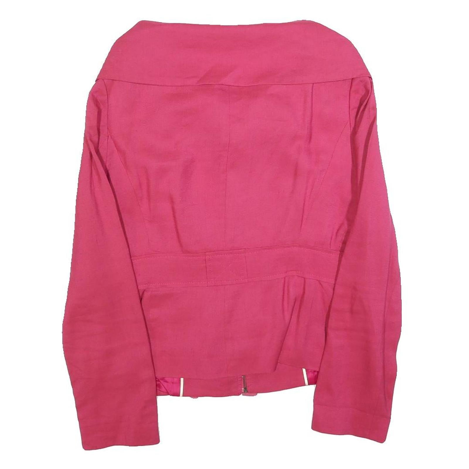 ZARA WOMAN Womens Pink Jacket M Polyester Blend Zip Plain Stylish Drawstring