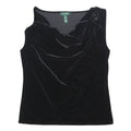 LAUREN RALPH LAUREN Womens Black Velvet Sleeveless Draped V-Neck Top L