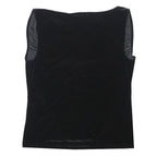 LAUREN RALPH LAUREN Womens Black Velvet Sleeveless Draped V-Neck Top L
