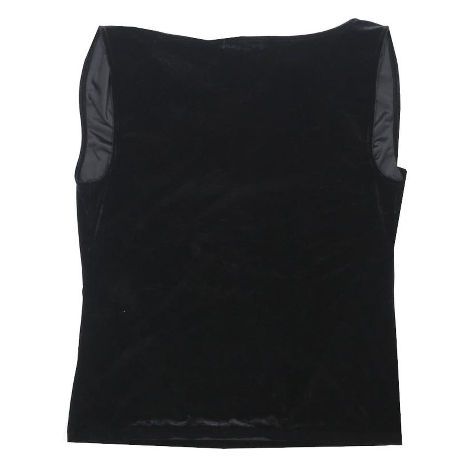 LAUREN RALPH LAUREN Womens Black Velvet Sleeveless Draped V-Neck Top L