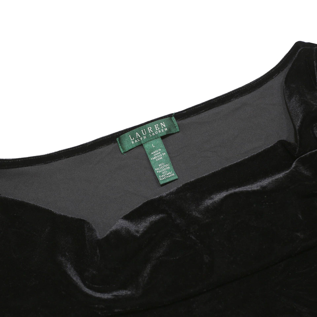 LAUREN RALPH LAUREN Womens Black Velvet Sleeveless Draped V-Neck Top L