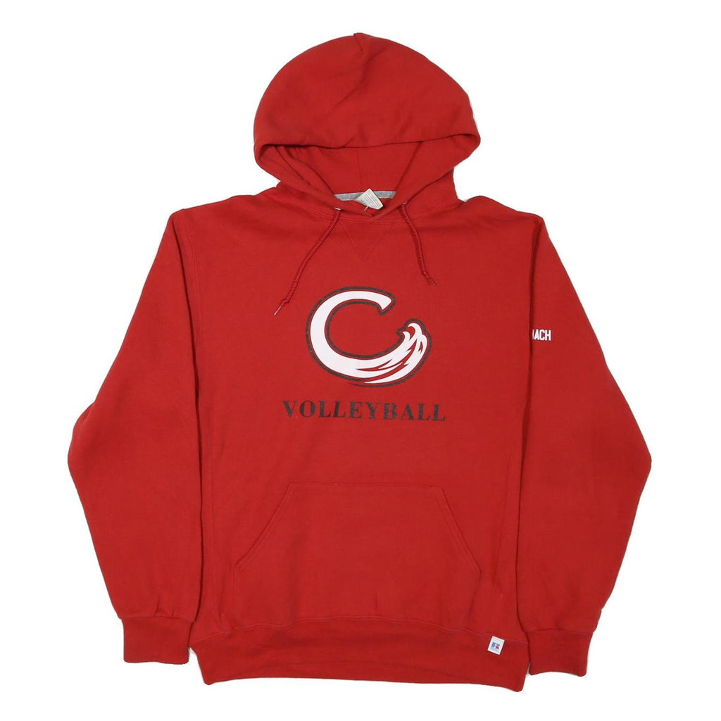RUSSELL ATHLETIC Mens Red Volleyball Pullover Hoodie L Sports Sweatshirt