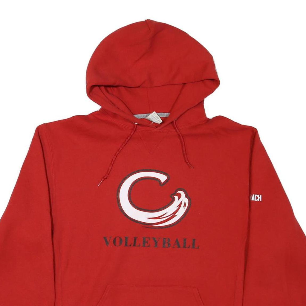 RUSSELL ATHLETIC Mens Red Volleyball Pullover Hoodie L Sports Sweatshirt