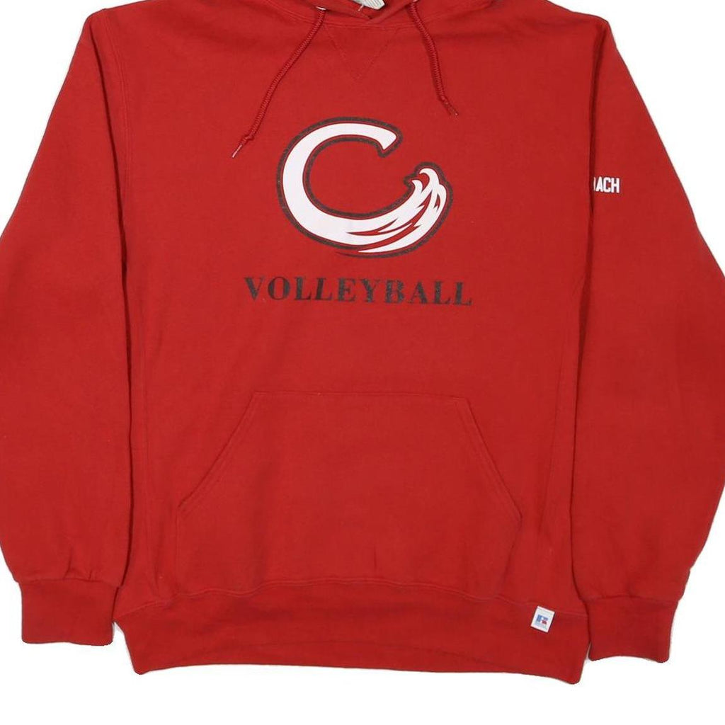 RUSSELL ATHLETIC Mens Red Volleyball Pullover Hoodie L Sports Sweatshirt