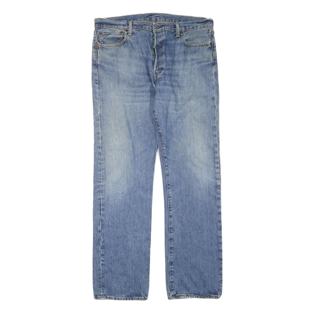LEVI'S Mens Blue Regular Fit Straight Denim Cotton Blend Jeans W38 L33 Button