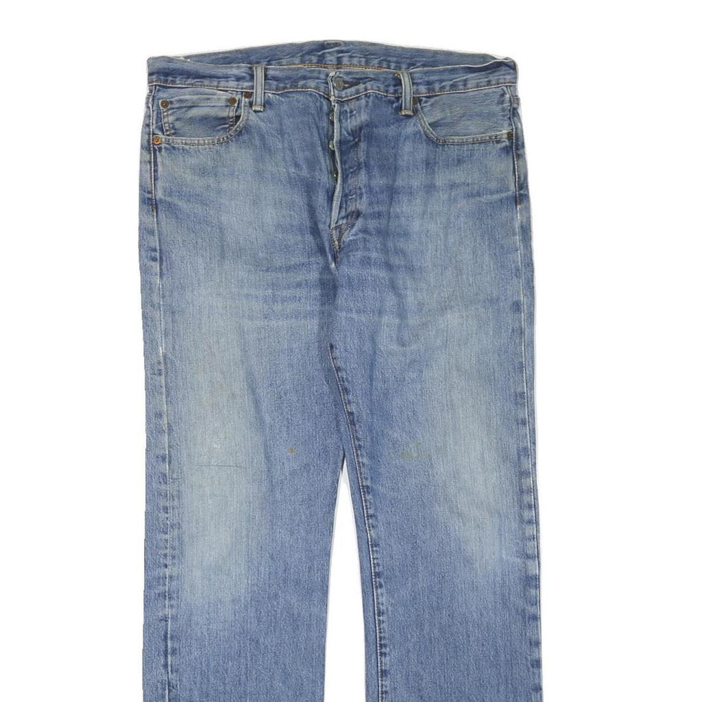 LEVI'S Mens Blue Regular Fit Straight Denim Cotton Blend Jeans W38 L33 Button