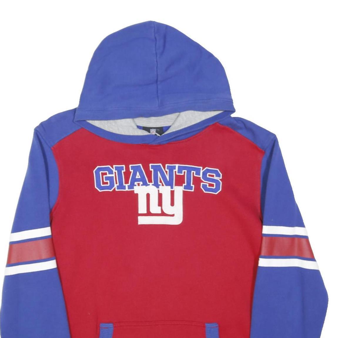 NFL Mens Blue & Red Giants Pullover Hoodie S Cotton Blend Teamwear Casual