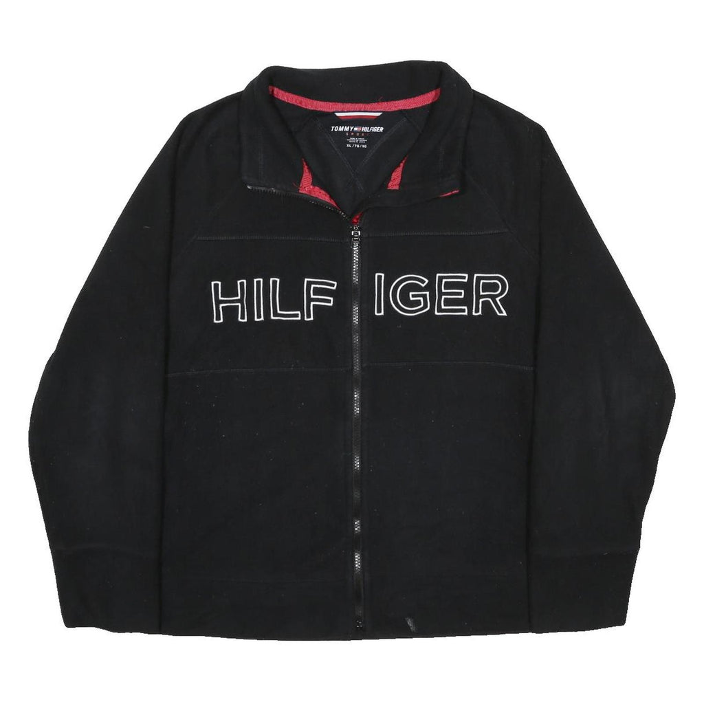 TOMMY HILFIGER Womens Black Zip Jacket XL Polyester Casual Activewear Sweatshirt