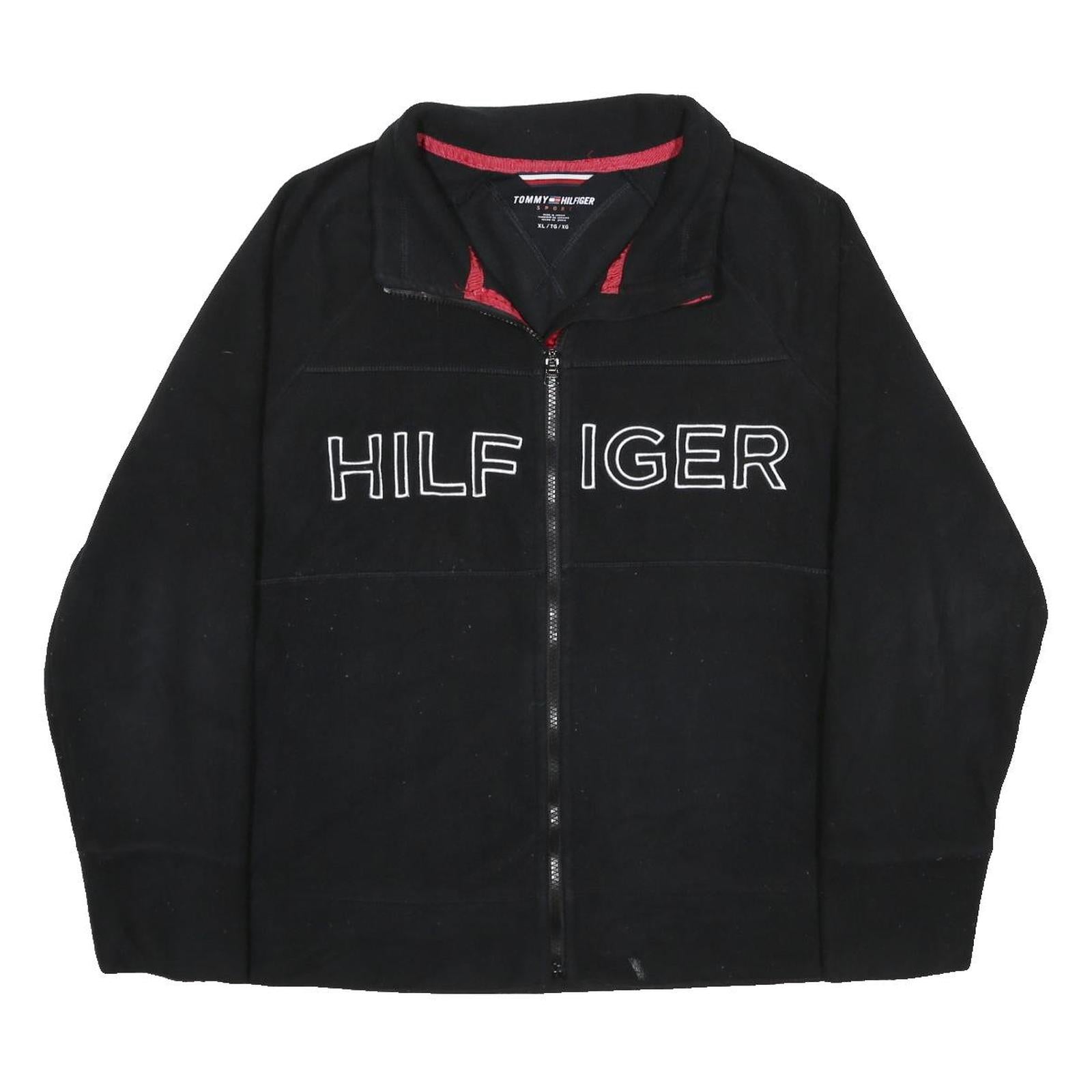 TOMMY HILFIGER Womens Black Zip Jacket XL Polyester Casual Activewear Sweatshirt