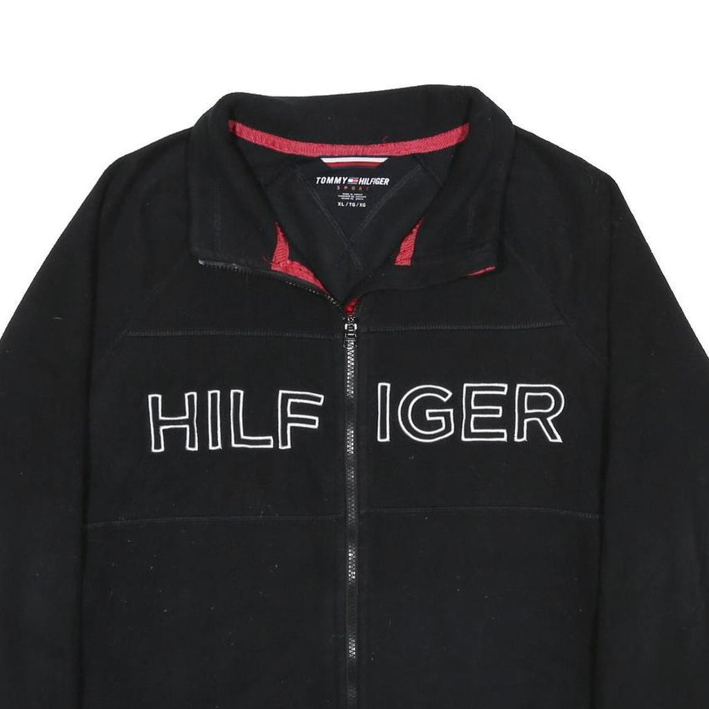 TOMMY HILFIGER Womens Black Zip Jacket XL Polyester Casual Activewear Sweatshirt