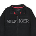 TOMMY HILFIGER Womens Black Zip Jacket XL Polyester Casual Activewear Sweatshirt