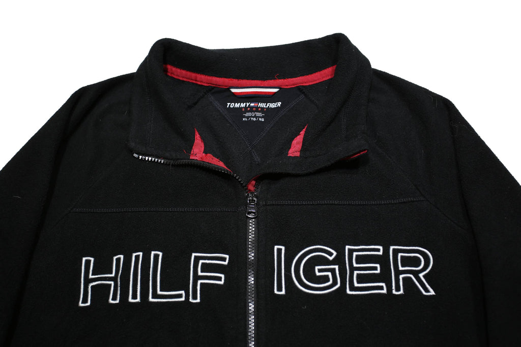 TOMMY HILFIGER Womens Black Zip Jacket XL Polyester Casual Activewear Sweatshirt