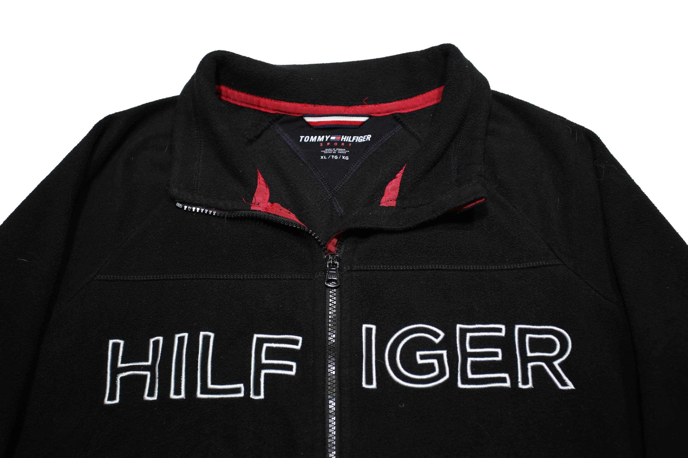 TOMMY HILFIGER Womens Black Zip Jacket XL Polyester Casual Activewear Sweatshirt