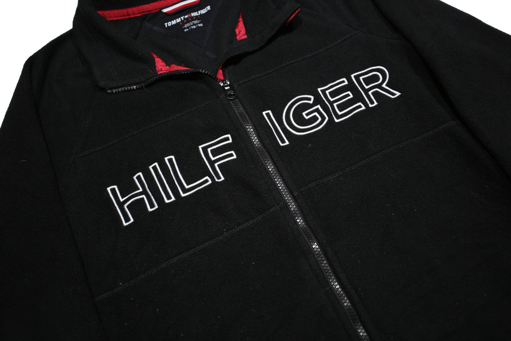 TOMMY HILFIGER Womens Black Zip Jacket XL Polyester Casual Activewear Sweatshirt
