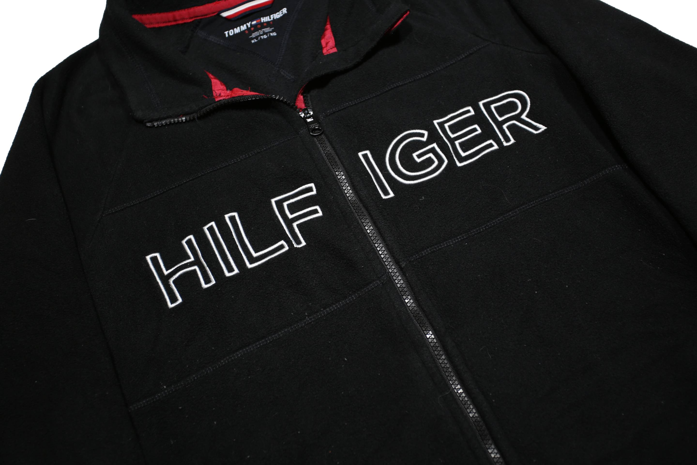 TOMMY HILFIGER Womens Black Zip Jacket XL Polyester Casual Activewear Sweatshirt