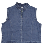 NORTH STYLE Womens Blue Denim Sleeveless Jacket L Cotton Zip Plain Stylish