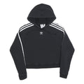 ADIDAS Womens Black & White Hoodie UK 10 Cropped 3 Stripes Pullover Cotton Blend