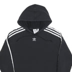 ADIDAS Womens Black & White Hoodie UK 10 Cropped 3 Stripes Pullover Cotton Blend