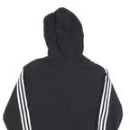 ADIDAS Womens Black & White Hoodie UK 10 Cropped 3 Stripes Pullover Cotton Blend