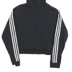 ADIDAS Womens Black & White Hoodie UK 10 Cropped 3 Stripes Pullover Cotton Blend