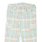 THINK PINK Womens Shorts Blue Beige Check M W34 Cargo Casual Cotton Blend