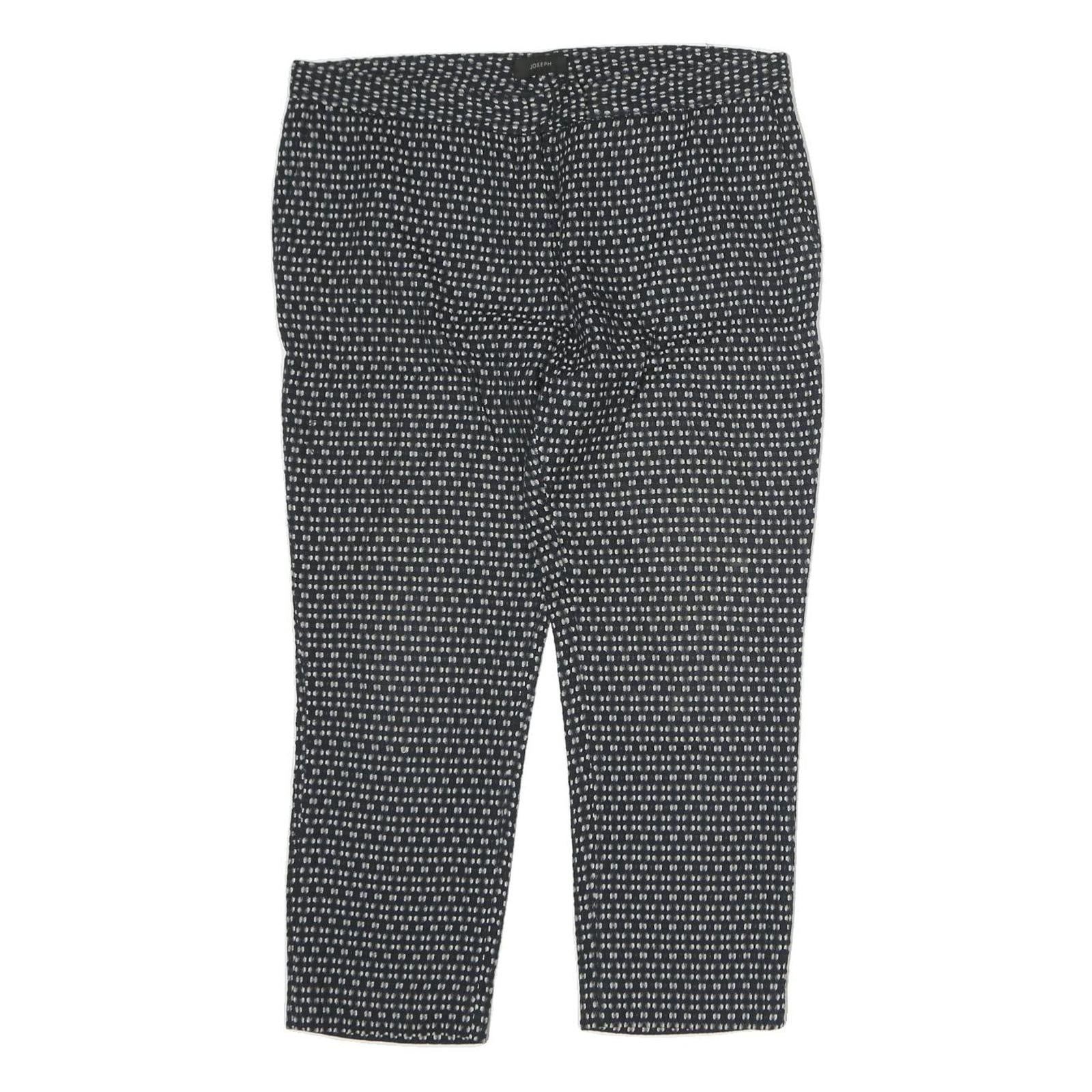 JOSEPH Womens Polyester Blend Black Slim Pattern Trousers W36 L35 Stylish Formal
