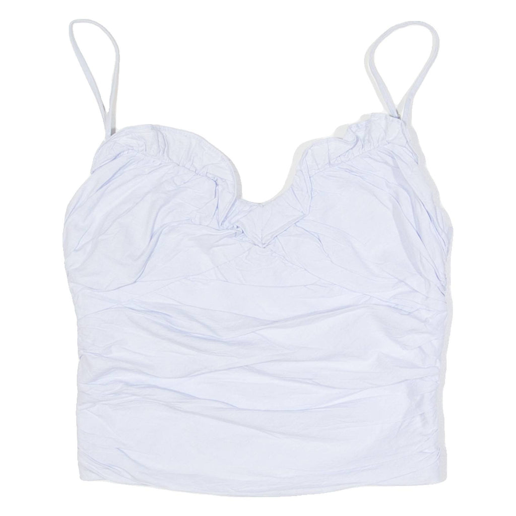ZARA Ruched Womens Camisole Top Blue V-Neck Sleeveless S