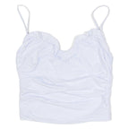 ZARA Ruched Womens Camisole Top Blue V-Neck Sleeveless S