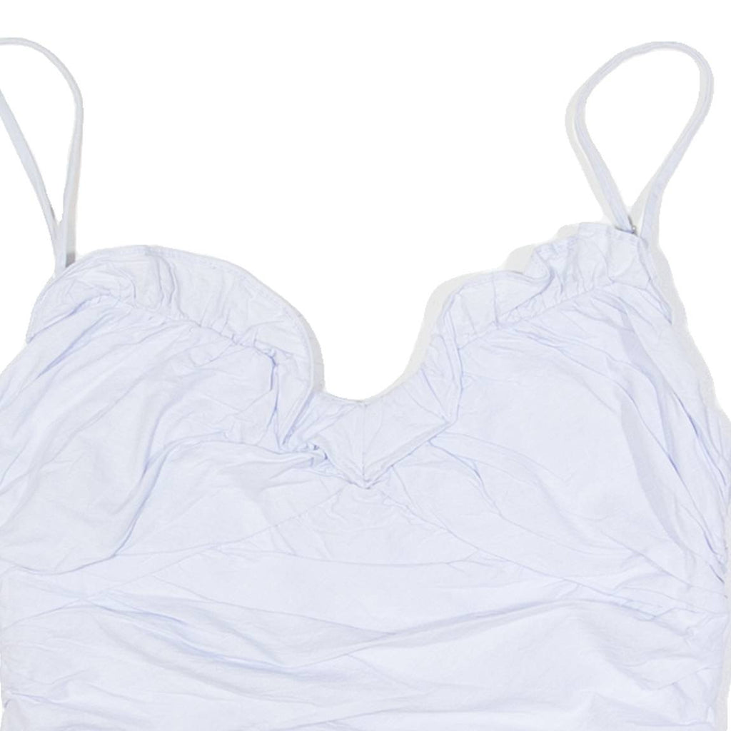 ZARA Ruched Womens Camisole Top Blue V-Neck Sleeveless S