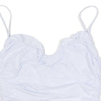 ZARA Ruched Womens Camisole Top Blue V-Neck Sleeveless S