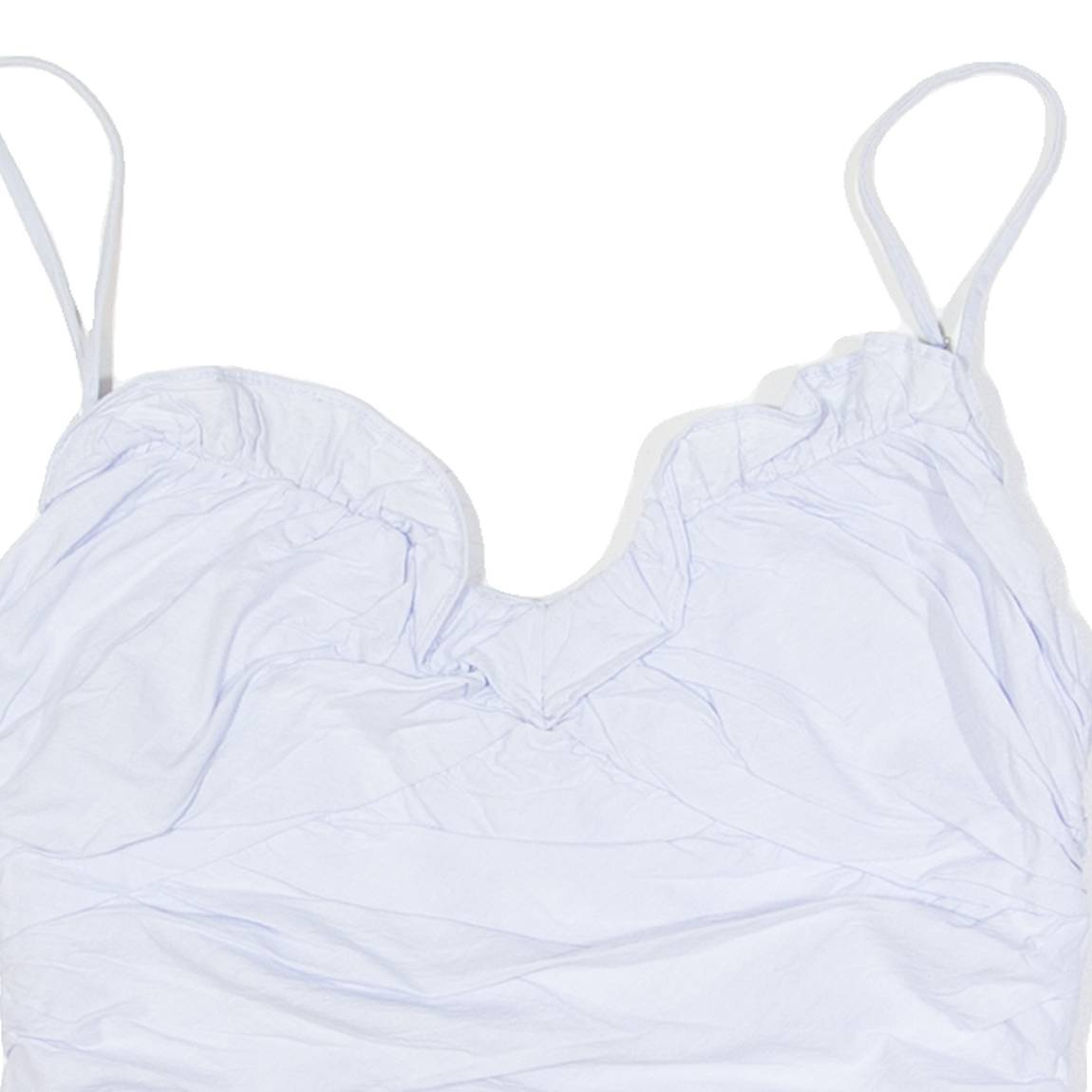 ZARA Ruched Womens Camisole Top Blue V-Neck Sleeveless S