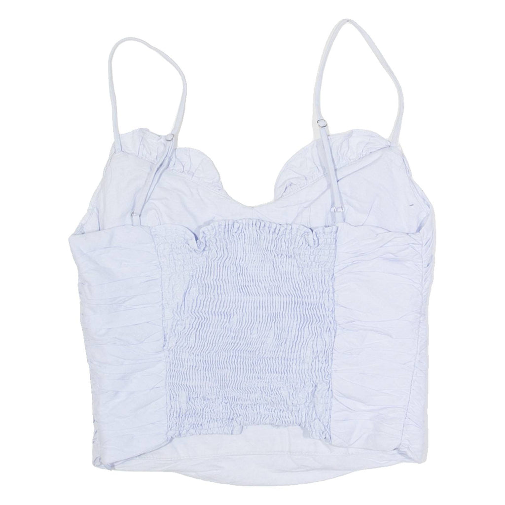 ZARA Ruched Womens Camisole Top Blue V-Neck Sleeveless S