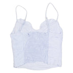 ZARA Ruched Womens Camisole Top Blue V-Neck Sleeveless S