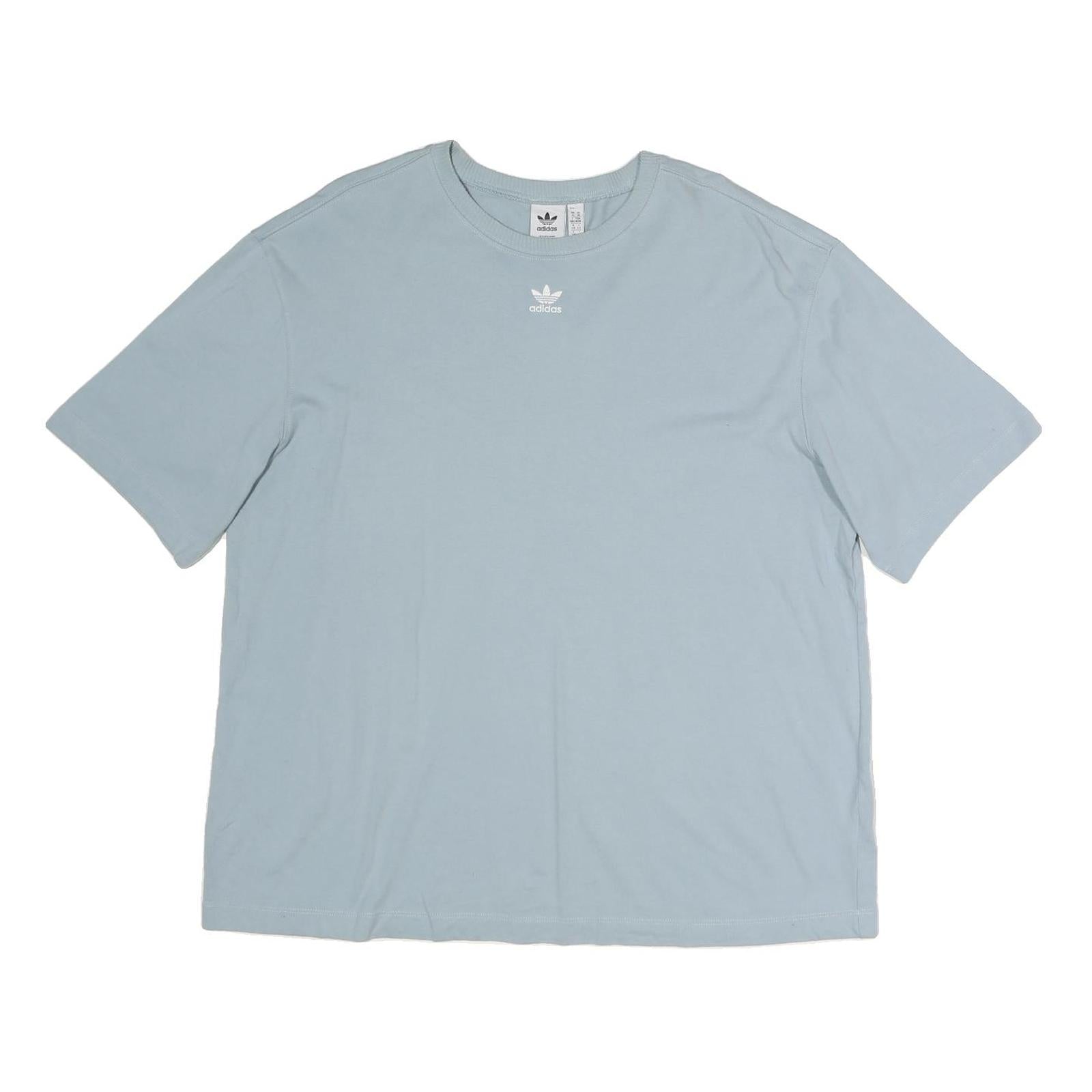 ADIDAS Womens Blue T-Shirt UK 14 Short Sleeve Crew Neck Casual Cotton Top