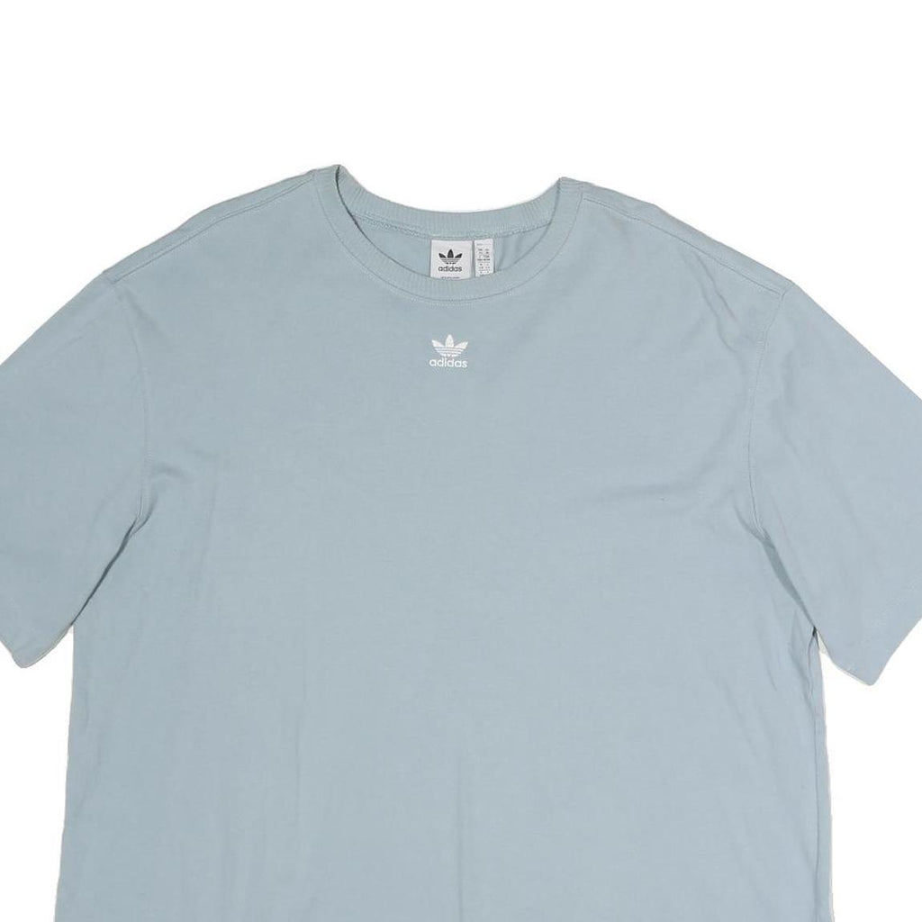 ADIDAS Womens Blue T-Shirt UK 14 Short Sleeve Crew Neck Casual Cotton Top