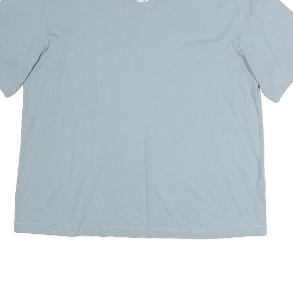 ADIDAS Womens Blue T-Shirt UK 14 Short Sleeve Crew Neck Casual Cotton Top