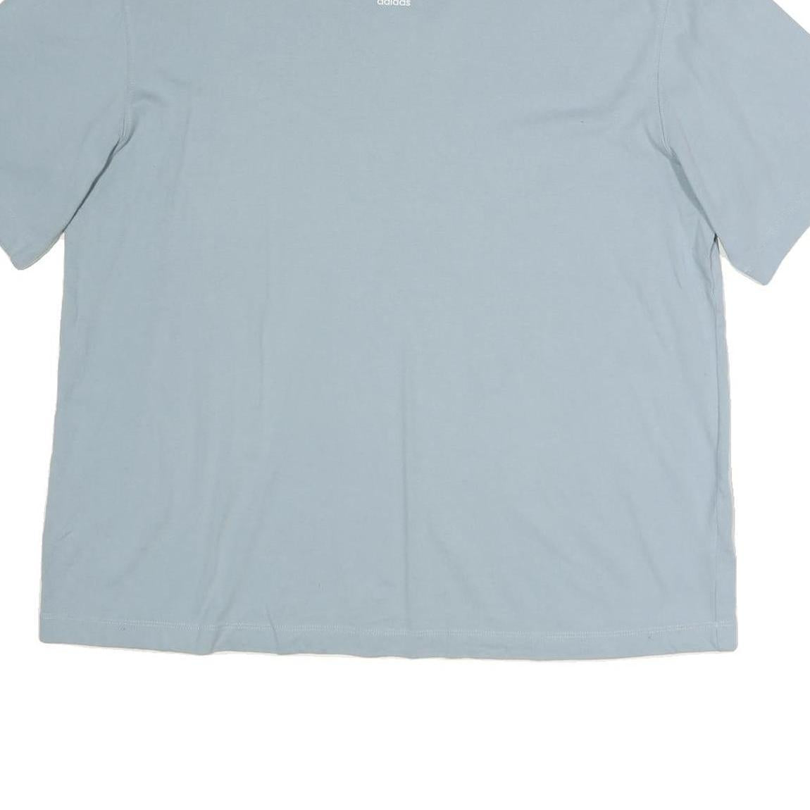 ADIDAS Womens Blue T-Shirt UK 14 Short Sleeve Crew Neck Casual Cotton Top