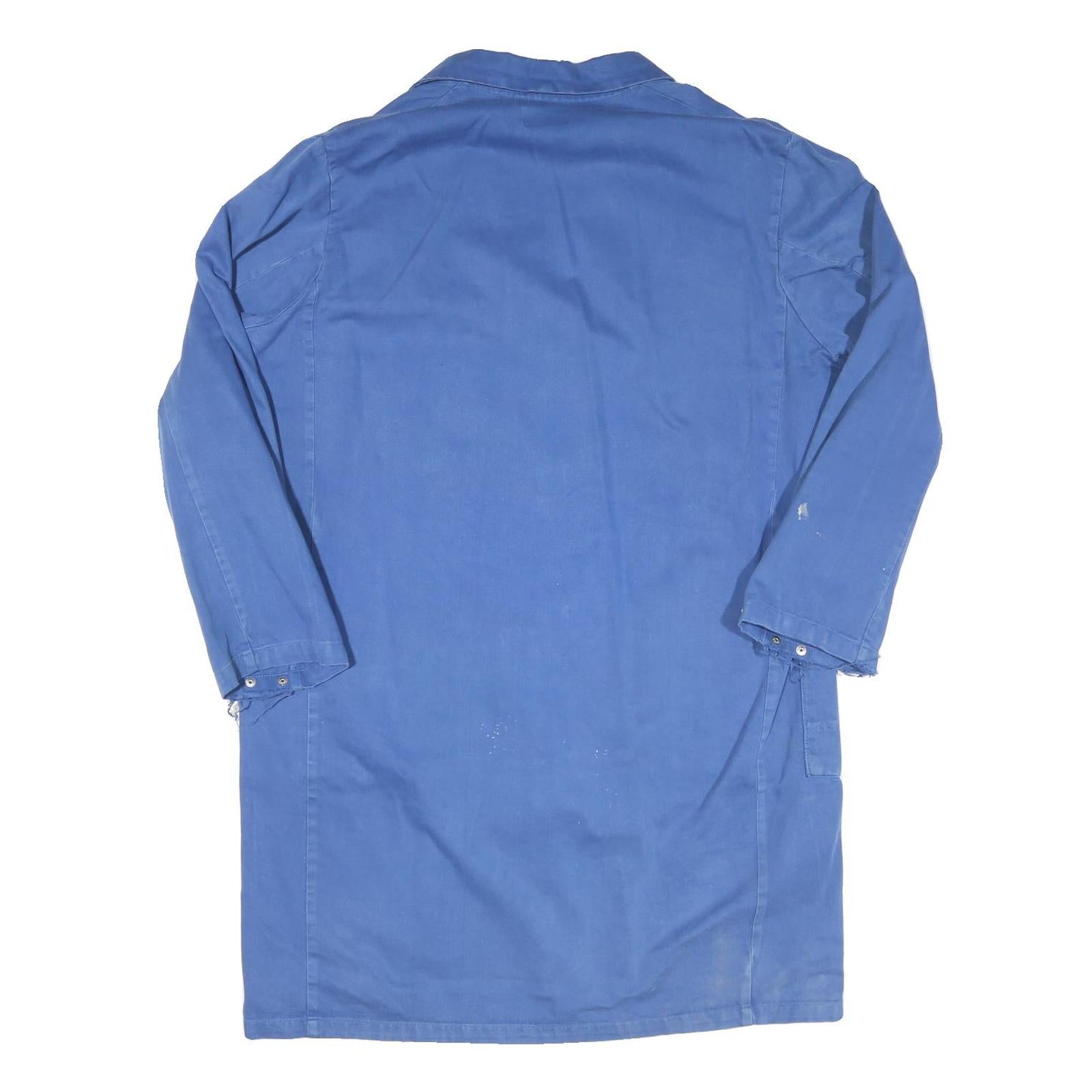 Mens Blue Workwear Button Jacket L Polyester Blend Plain Functional Coat