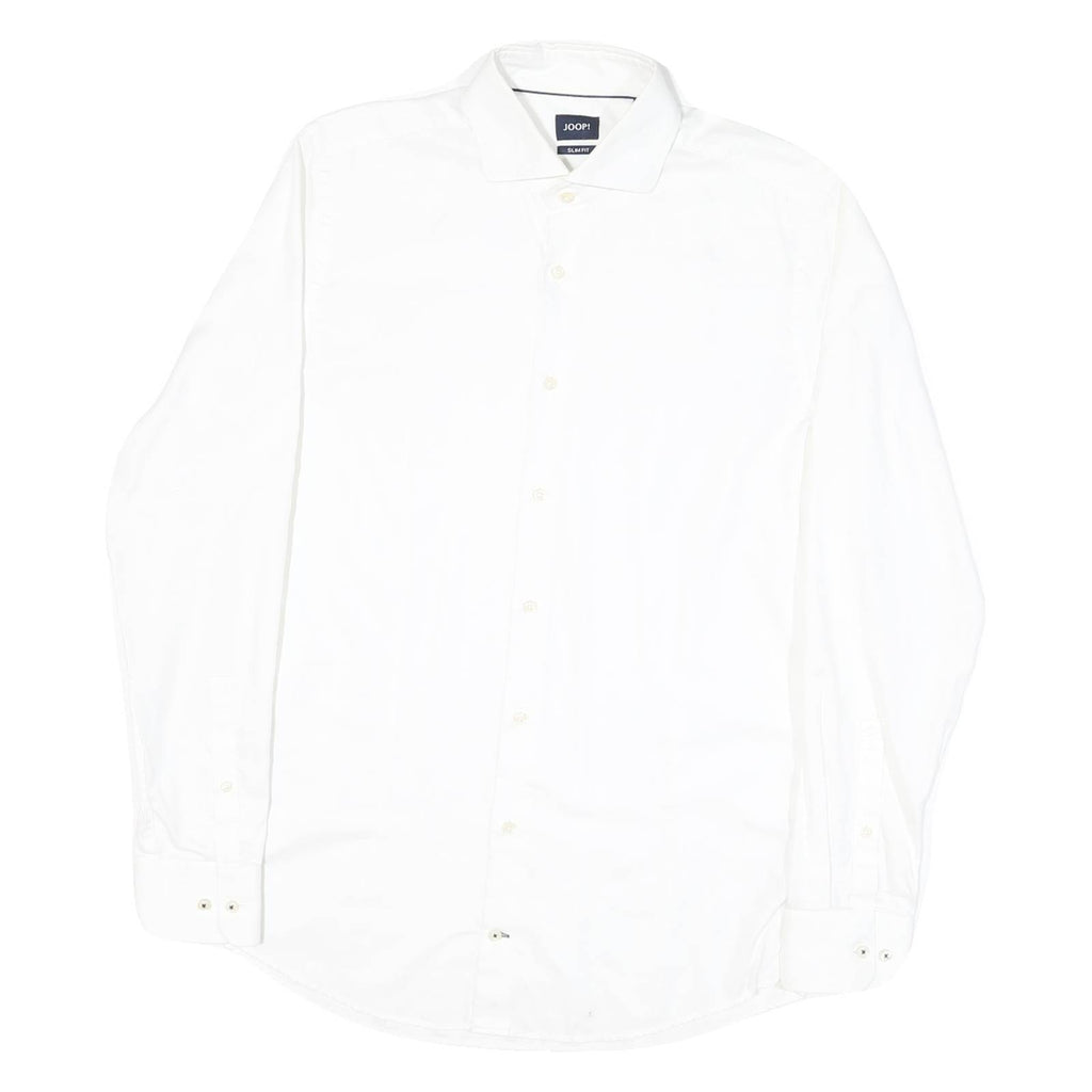 JOOP Mens White Slim Fit Shirt M Cotton Blend Formal Business Casual