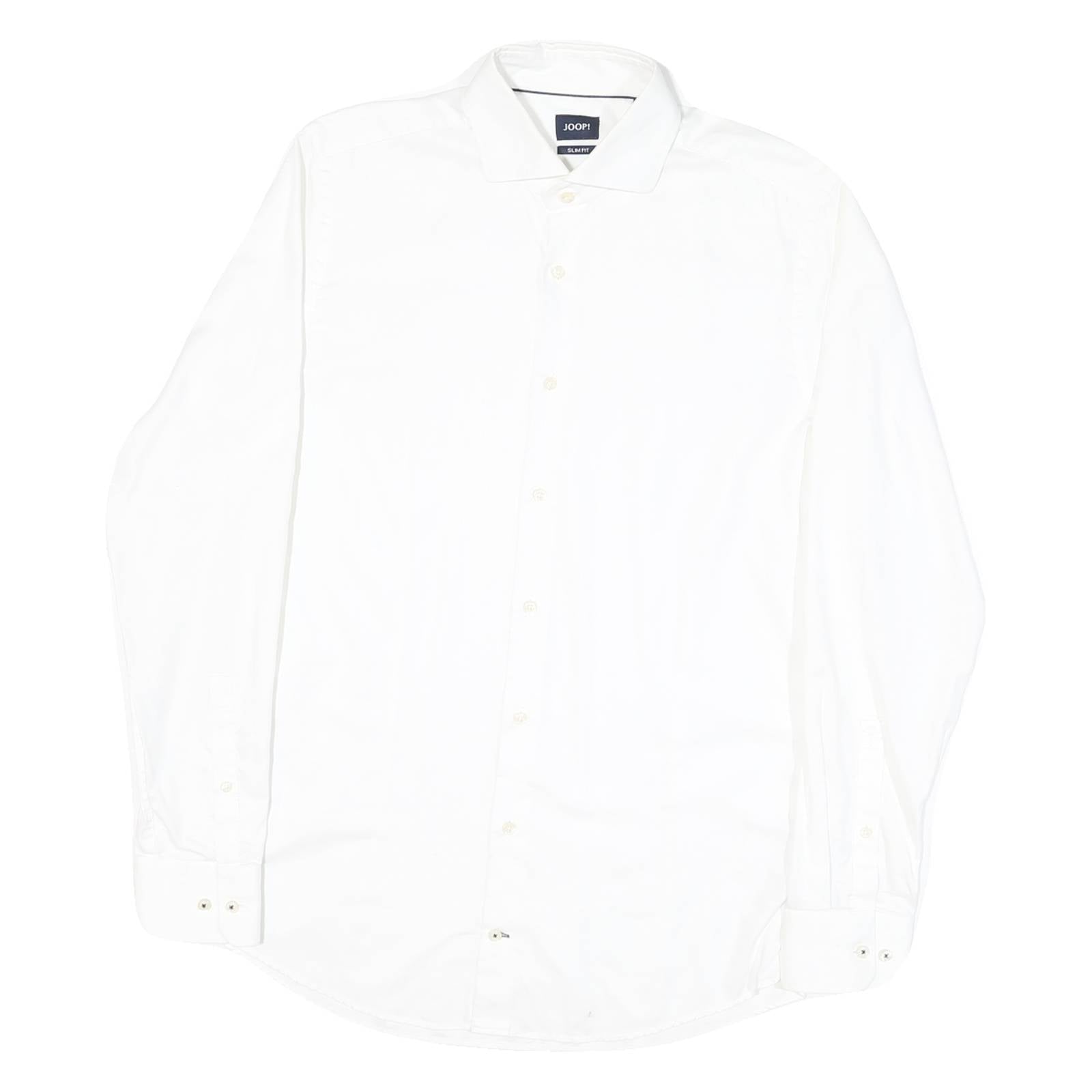 JOOP Mens White Slim Fit Shirt M Cotton Blend Formal Business Casual