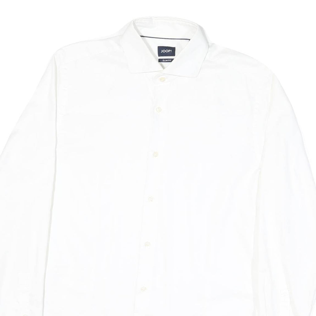 JOOP Mens White Slim Fit Shirt M Cotton Blend Formal Business Casual