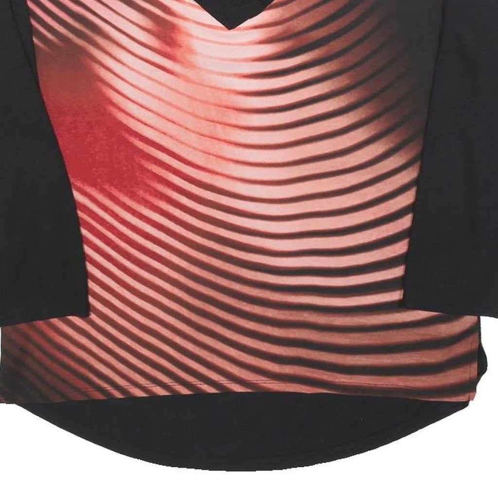 CALVIN KLEIN Womens Black & Red Printed Top Long Sleeve V-Neck M Lightweight