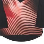 CALVIN KLEIN Womens Black & Red Printed Top Long Sleeve V-Neck M Lightweight