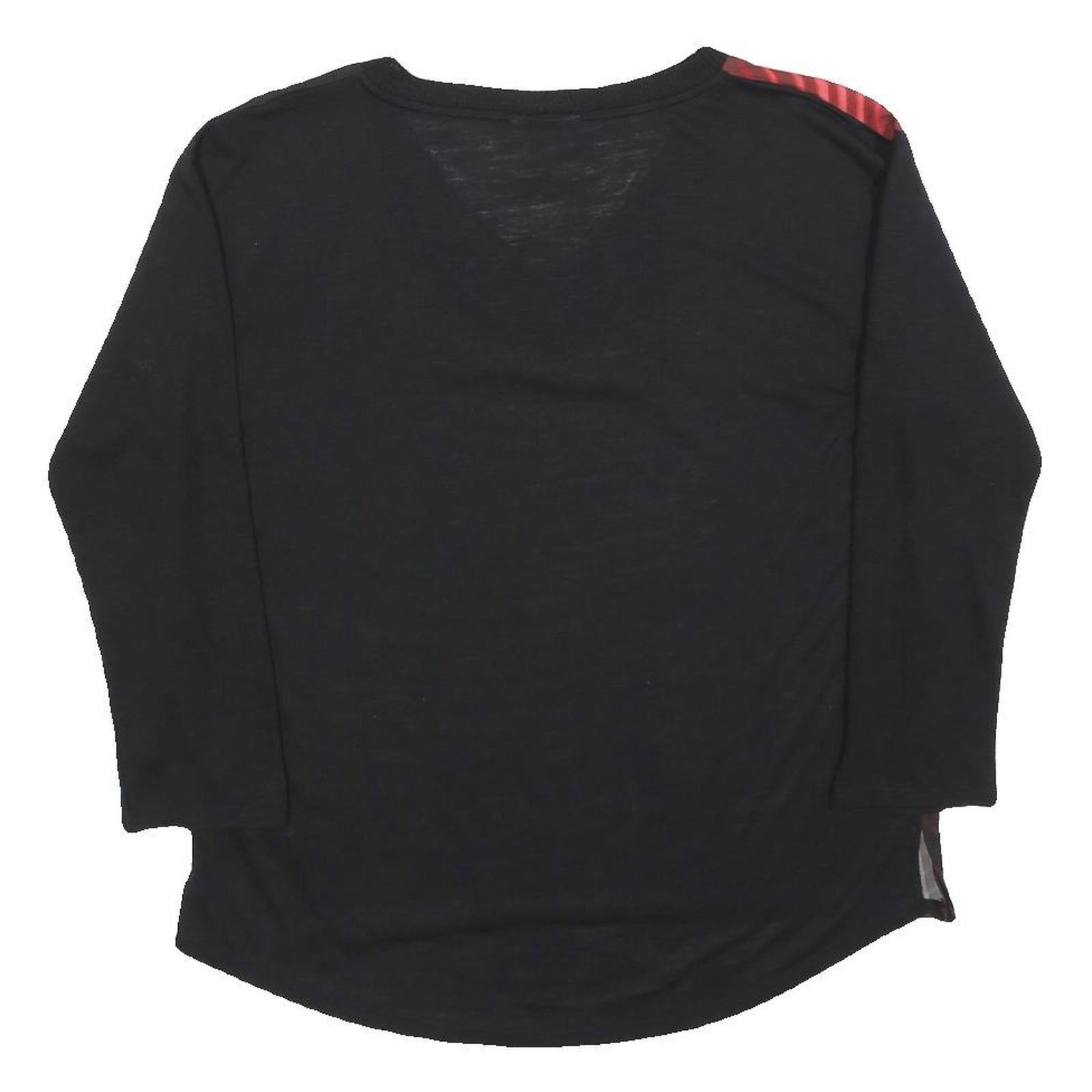 CALVIN KLEIN Womens Black & Red Printed Top Long Sleeve V-Neck M Lightweight