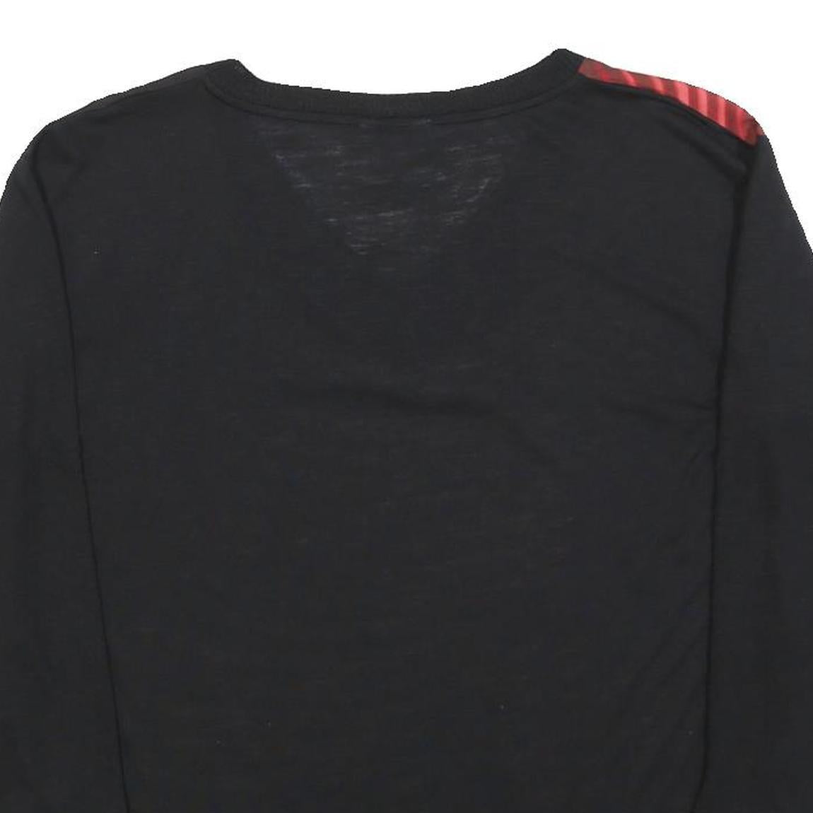 CALVIN KLEIN Womens Black & Red Printed Top Long Sleeve V-Neck M Lightweight