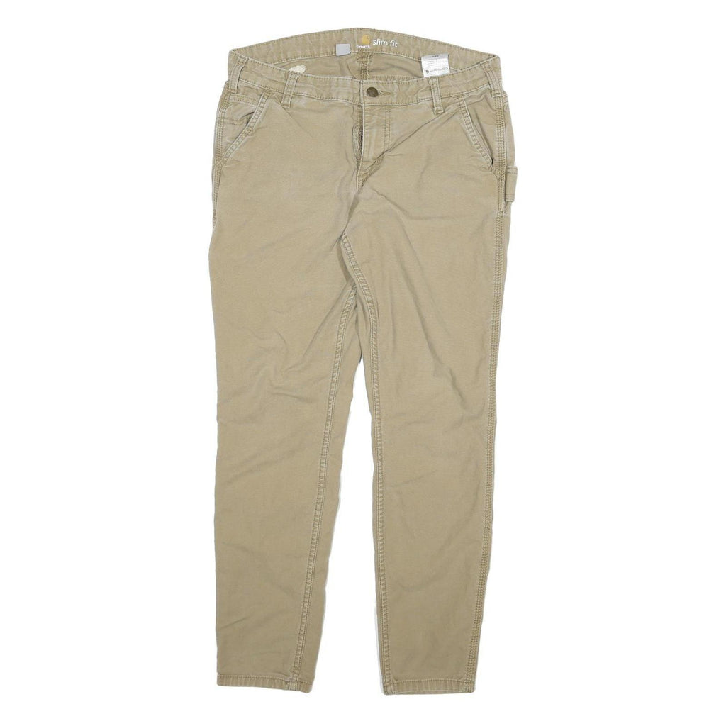 CARHARTT Womens Slim Fit Slim Leg Denim Beige W30 L28 Cotton Blend Zip Jeans