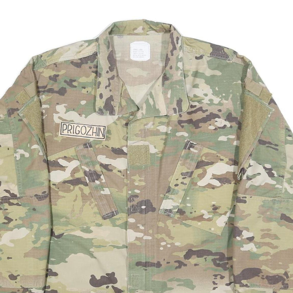 SNC Manufacturing LLC Mens Green Camouflage Cotton Blend Jacket L Military Zip