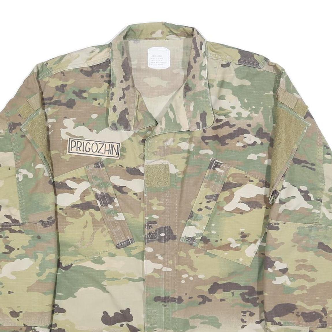 SNC Manufacturing LLC Mens Green Camouflage Cotton Blend Jacket L Military Zip