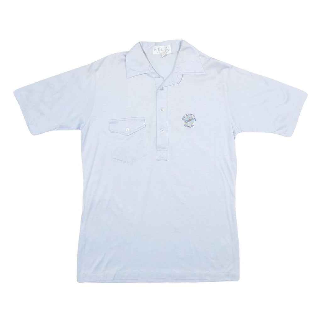 PICKERING Mens Light Blue Polo Shirt M Cotton Button Pocket Plain Casual