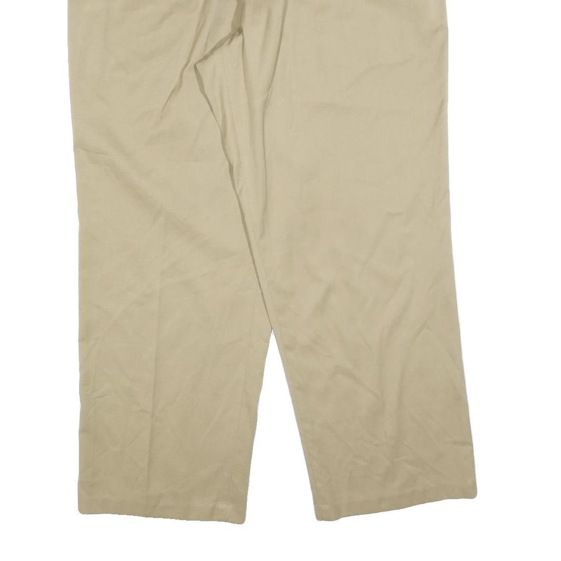 DOCKERS Mens Regular Beige Cotton Blend Trousers W36 L30 Classic Zip Pockets